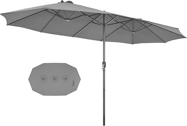 KOMFOTTEU podwójny parasol 460 x 260 cm, duy parasol z korb i 12 ebrami, parasol ogrodowy parasol balkonowy parasol rynkowy parasol stoowy parasol bez stojaka na parasol na podwórko przy basenie