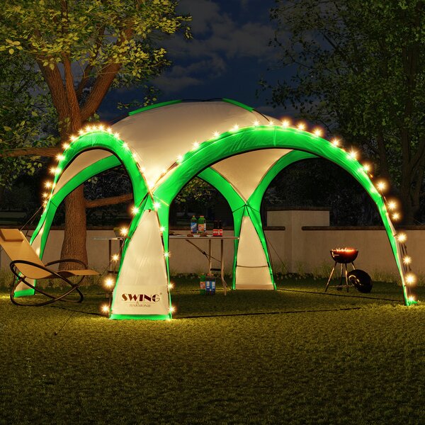 Pawilon imprezowy LED XXL DomeShelter 450cm ogród z panelem sonecznym designerski namiot ogrodowy namiot imprezowy z owietleniem - zielony
