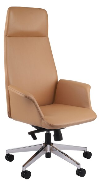 -10% z kodem WIOSNA24 - Fotel gabinetowy Preto SN6 skórzany w kolorze kamelowym (brązowym), elegancki