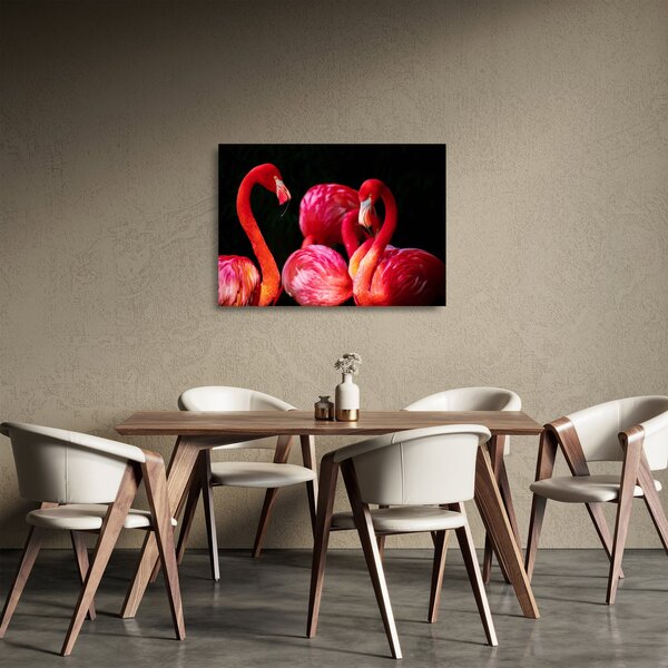 Obraz na szkle - czerwone flamingi (70x50 cm)