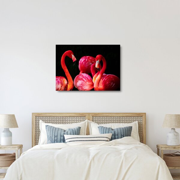 Obraz na szkle - czerwone flamingi (70x50 cm)