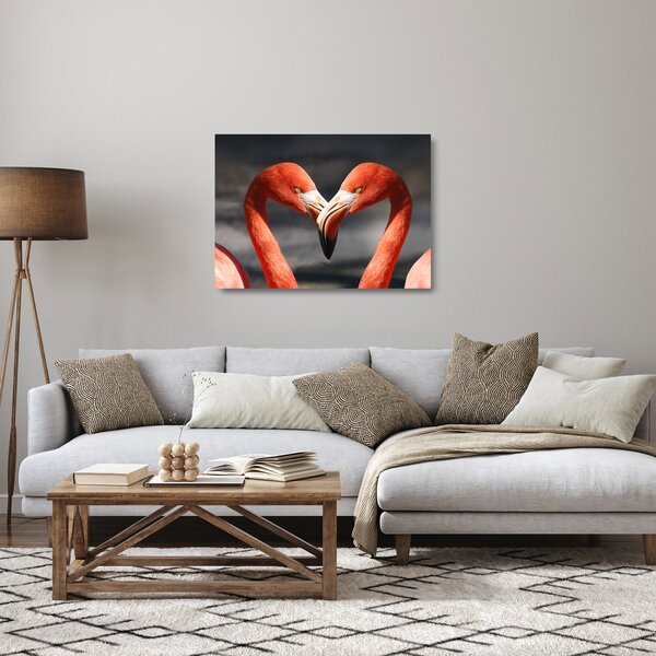 Obraz na szkle dwóch zakochanych flamingów (70x50 cm)