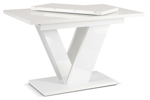 Stół Prostokątny Rozkładany CLARK 120-160 cm Biały Połysk Glamour