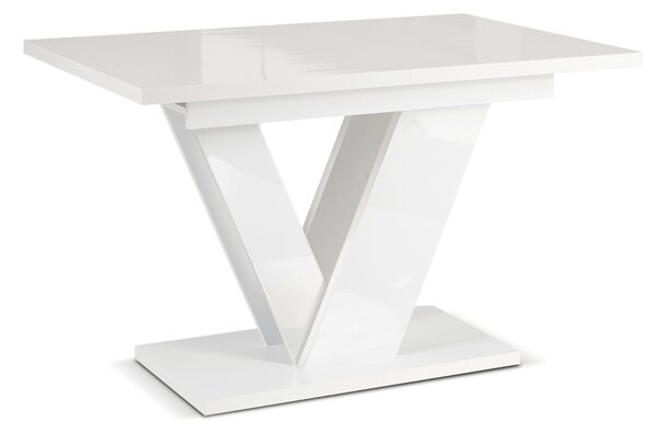 Stół Prostokątny Rozkładany CLARK 120-160 cm Biały Połysk Glamour