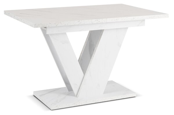 Stół Prostokątny Rozkładany CLARK 120-160 cm Biały Marmur Glamour