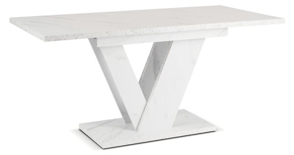 Stół Prostokątny Rozkładany CLARK 120-160 cm Biały Marmur Glamour