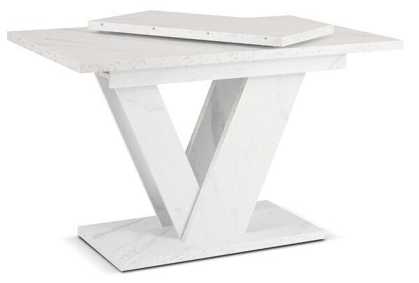 Stół Prostokątny Rozkładany CLARK 120-160 cm Biały Marmur Glamour