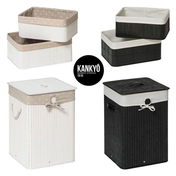 Drewniano-tekstylny kosz na pranie 62 l Kankyo – Premier Housewares