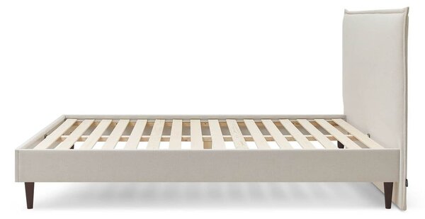 Beżowe tapicerowane łóżko dwuosobowe ze stelażem 160x200 cm Sary – Bobochic Paris