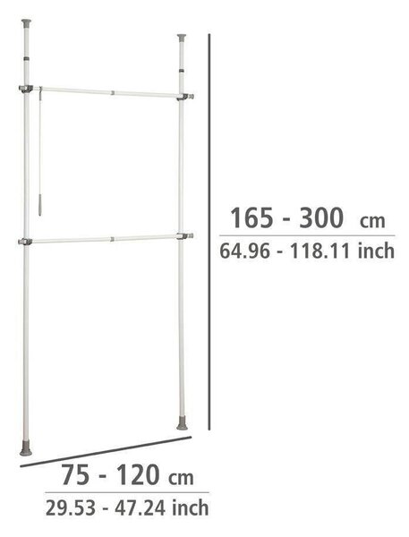 Stelaż do wieszania ubrań HERKULES BASIC WENKO, drążki teleskopowe do garderoby 2 poziomy