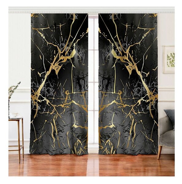 Czarno-złote zasłony zestaw 2 szt. 140x260 cm – Mila Home