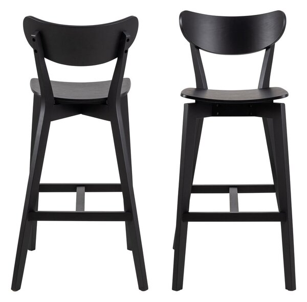 Czarne hokery z drewna kauczukowego zestaw 2 szt. 105 cm Roxby – Actona