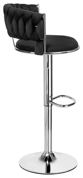 Metalowy hoker z plecionym oparciem czarny + chrom W6-D80