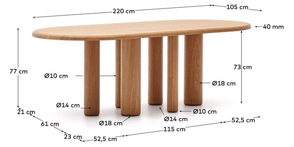 Stół w dekorze jesionu 105x220 cm Mailen – Kave Home