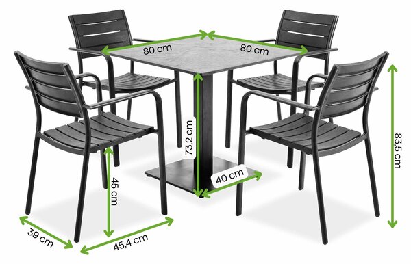 Komplet mebli ogrodowych na taras RIVIO/VENA 80 + MILO Black – Bjørkka