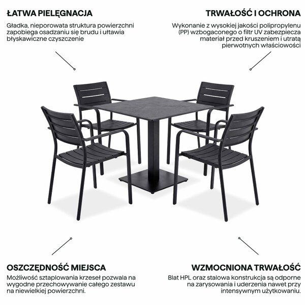Komplet mebli ogrodowych na taras RIVIO/VENA 80 + MILO Black – Bjørkka