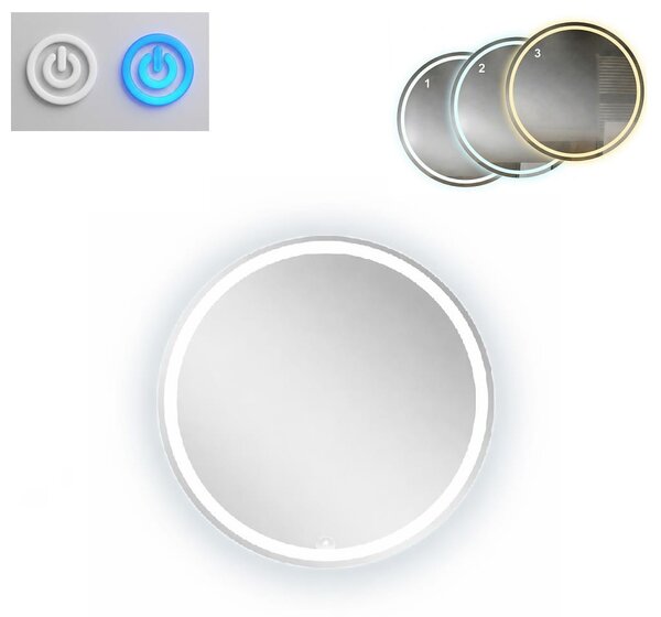 Lustro okrągłe 60 cm, podświetlane LED I ArtDHome