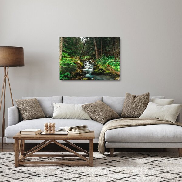 Obraz na szkle strumienia w lesie (70x50 cm)