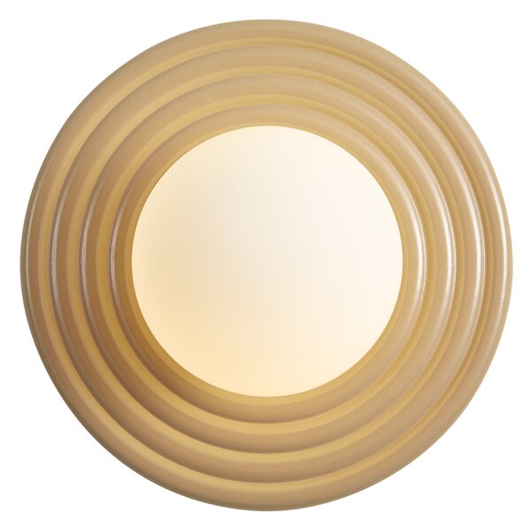 Lampa ścienna retro taupe z okrągłym kloszem opalowym 20cm IP44 - Lila
