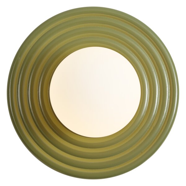 Retro Lampa ścienna zielona z okrągłym kloszem opalowym 20 cm IP44 - Lila