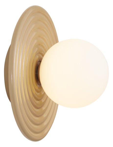 Lampa ścienna retro taupe z okrągłym kloszem opalowym 20cm IP44 - Lila