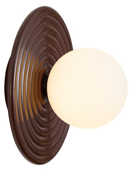 Retro Lampa Ścienna Brązowa z Opalowym Kloszem Okrągłym 20cm IP44 - Lila