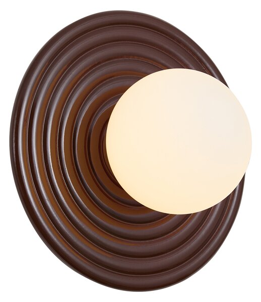 Retro Lampa Ścienna Brązowa z Opalowym Kloszem Okrągłym 20cm IP44 - Lila