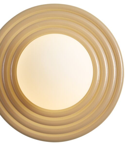Lampa ścienna retro taupe z okrągłym kloszem opalowym 20cm IP44 - Lila