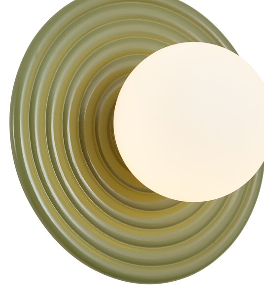 Retro Lampa ścienna zielona z okrągłym kloszem opalowym 20 cm IP44 - Lila