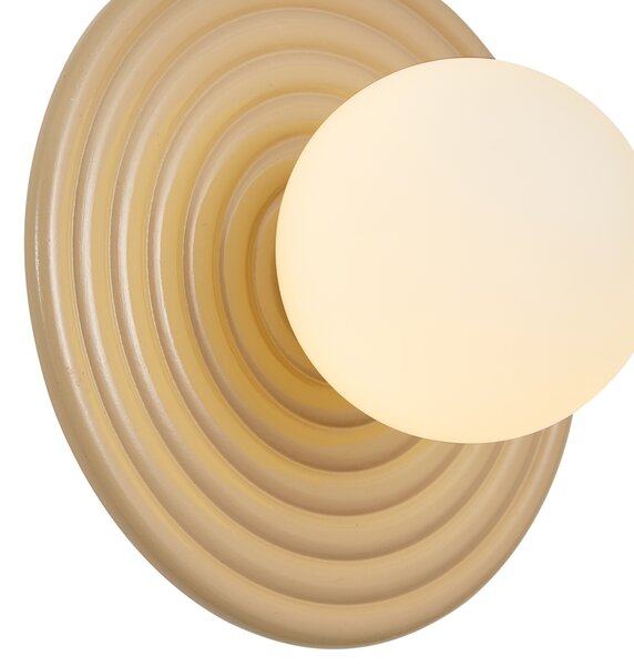 Lampa ścienna retro taupe z okrągłym kloszem opalowym 20cm IP44 - Lila
