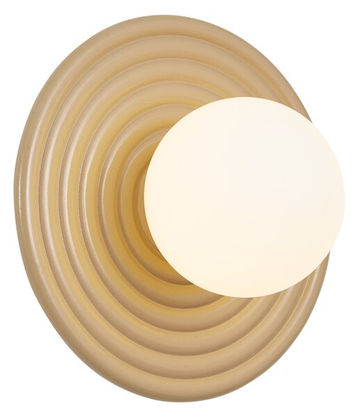 Lampa ścienna retro taupe z okrągłym kloszem opalowym 20cm IP44 - Lila