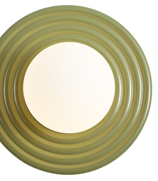 Retro Lampa ścienna zielona z okrągłym kloszem opalowym 20 cm IP44 - Lila