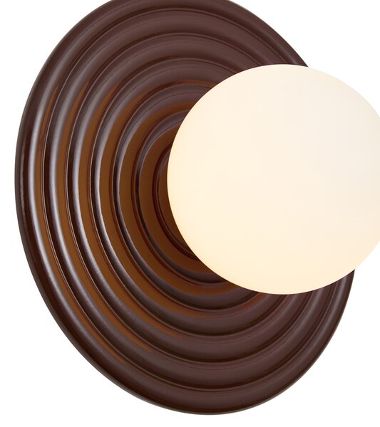 Retro Lampa Ścienna Brązowa z Opalowym Kloszem Okrągłym 20cm IP44 - Lila
