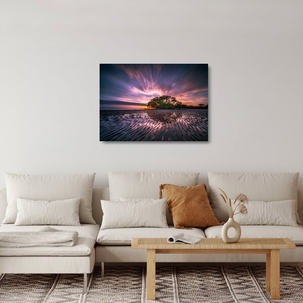 Obraz na szkle plaży o zachodzie słońca (70x50 cm)