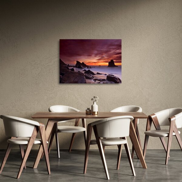 Obraz na szkle zachodu słońca na wybrzeżu (70x50 cm)