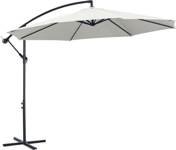 Parasol ogrodowy Outsunny Ø300 cm, uchylny, z ochron UV, parasol z korbk, stojakiem, mechanizmem korbowym, parasol ogrodowy, ochrona przeciwsoneczna na balkon, taras, kremowo-biay