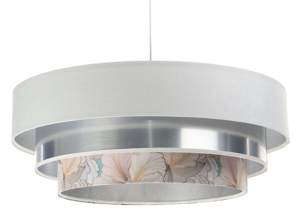 Biało-srebrna lampa wisząca z okrągłym abażurem - S452-Ilia