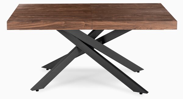 Stół Prostokątny Rozkładany HAMPTON 160-240 cm Orzech/Czarny do Jadalni Nowoczesny Loft