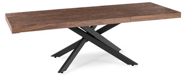 Stół Prostokątny Rozkładany HAMPTON 160-240 cm Orzech/Czarny do Jadalni Nowoczesny Loft