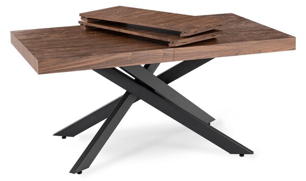 Stół Prostokątny Rozkładany HAMPTON 160-240 cm Orzech/Czarny do Jadalni Nowoczesny Loft