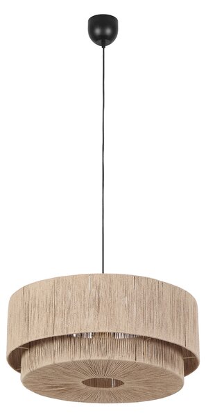 Lampa wisząca Japandi czarna z brązowym sznurem 60 cm - Smilla