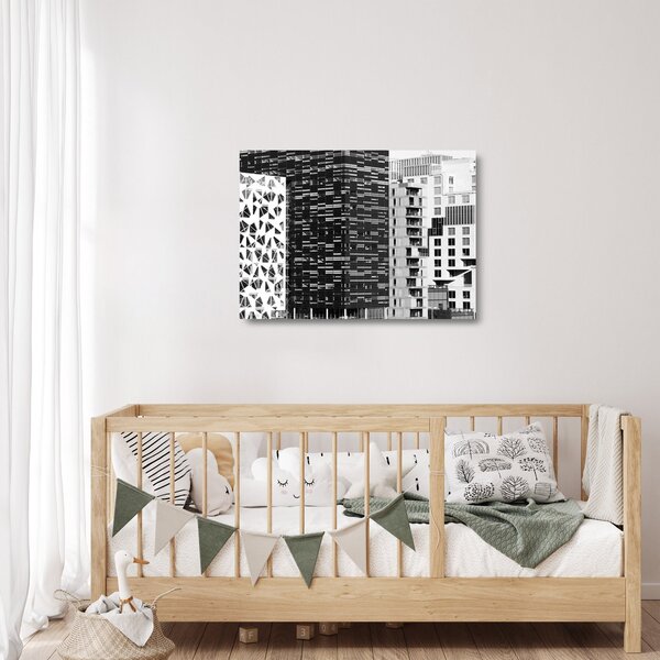Obraz na szkle architektury czarno-białej (70x50 cm)