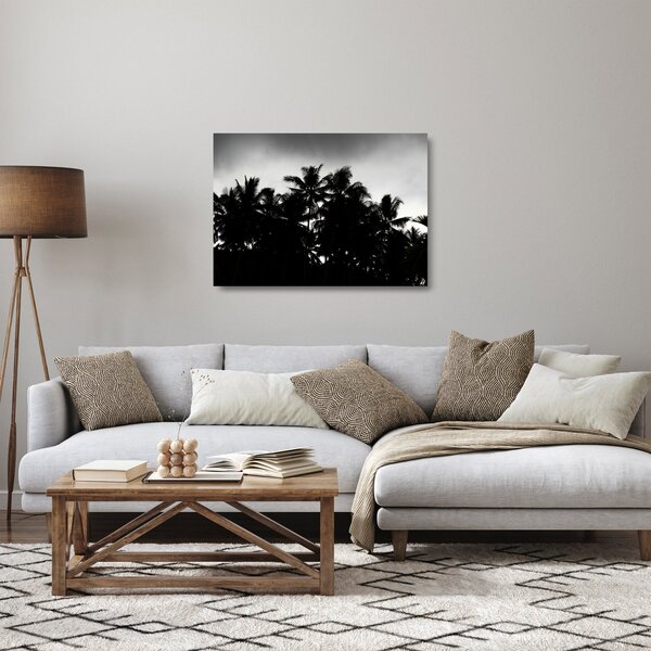 Obraz na szkle czarno - biały - palmy (70x50 cm)