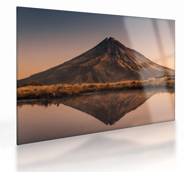 Obraz na szkle odbicia góry Taranaki, Nowa Zelandia (70x50 cm)