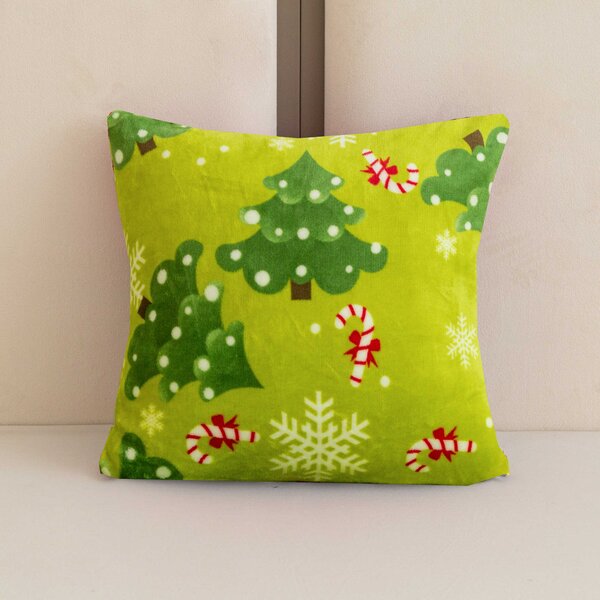 Mikropluszowa poszewka na poduszkę CHRISTMAS TREE 45x45 cm, zielony