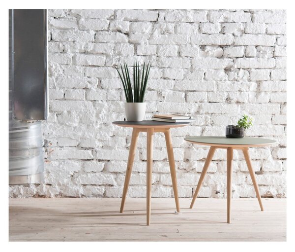 Dębowy stolik z czarnym blatem Gazzda Arp, ⌀ 45 cm