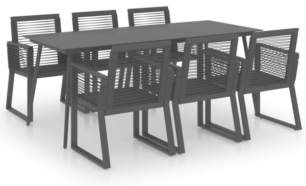 Zestaw Mebli Ogrodowych Komplet Jadalniany 7-Częściowy Czarny Metal Na Taras Balkon Ogród