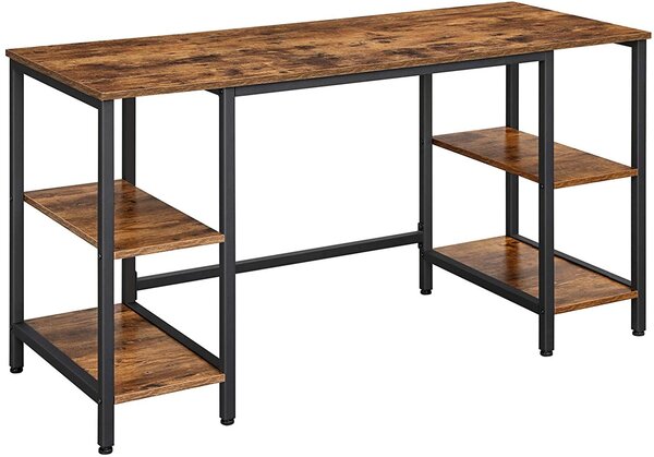 Duże biurko industrialne z pojemnymi półkami / Rustic brown
