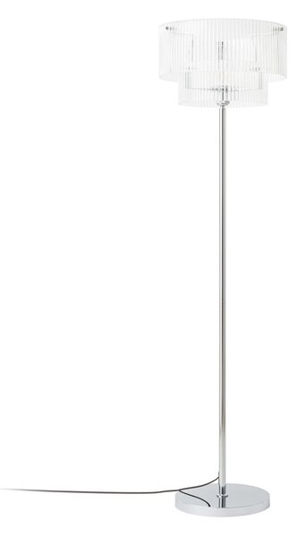 Lampa Podłogowa Lucande, Meritt, transparentny, salon, szkło, nowoczesny