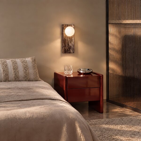 Lampa Ścienna Lucande, Sonto, ściemnialny, brąz rdzawy, salon, marmur, design